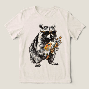 Art Teacher Raccoon Art Painter Artist Gift Tri-Blend Shirt