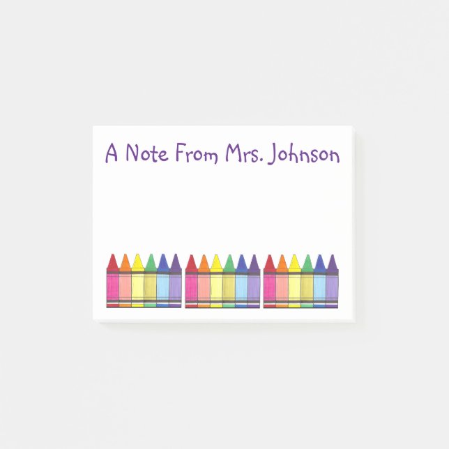 Art Teacher Rainbow Crayon Personalized Note From (Front)