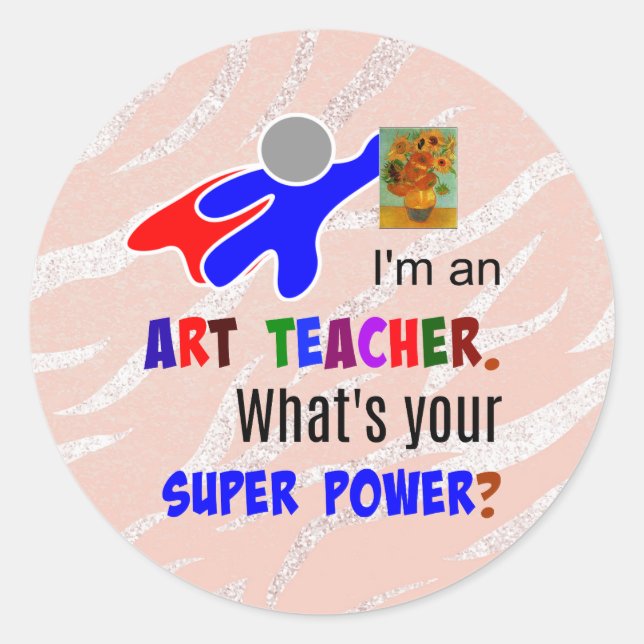 Art Teacher Superhero Classic Round Sticker (Front)