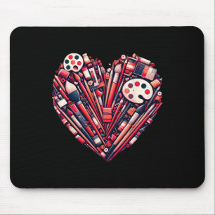 Art Teacher Valentine Heart Valentines Day Mouse Pad
