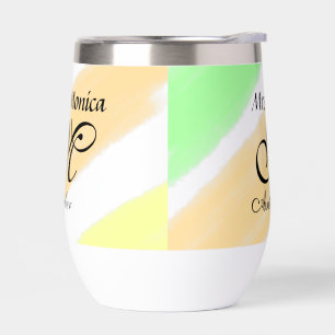 Art teacher yellow green watercolor stripes name