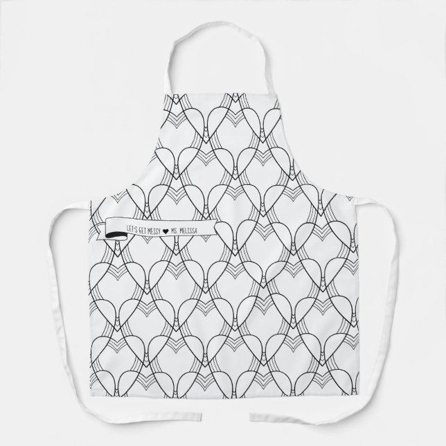Art Teacher's Heart Pattern Art Smock Apron (Front)