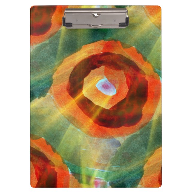 art texture abstract water green, orange, circle clipboard (Front)