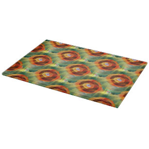 art texture abstract water green, orange, circle cutting board