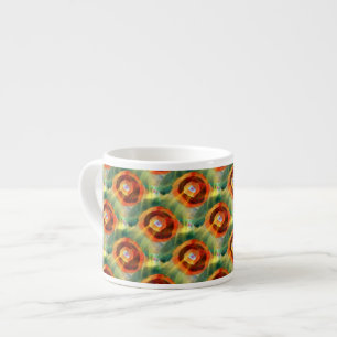 art texture abstract water green, orange, circle espresso cup
