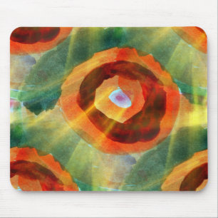 art texture abstract water green, orange, circle mouse pad