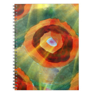 art texture abstract water green, orange, circle notebook