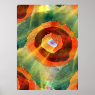 art texture abstract water green, orange, circle poster