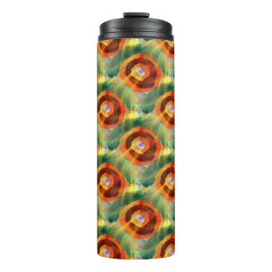 art texture abstract water green, orange, circle thermal tumbler