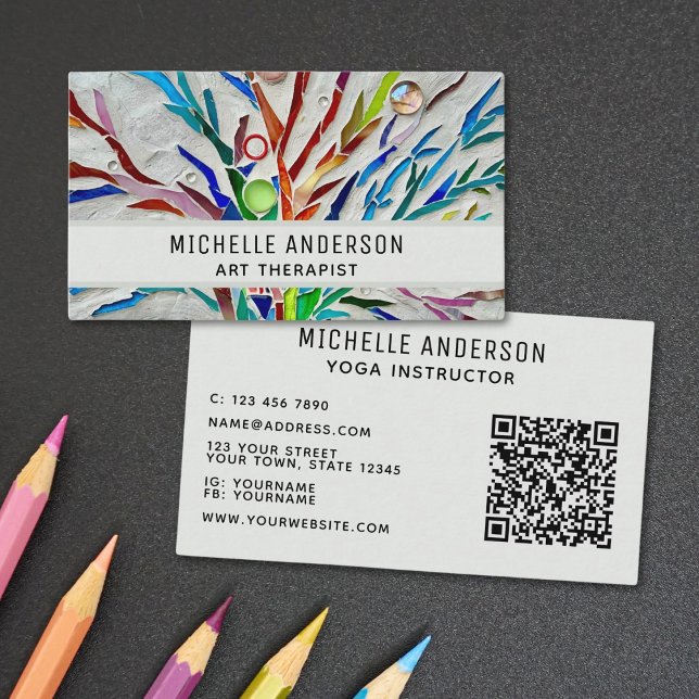 Art Therapist Modern Colourful QR Code Business Card (Creator Uploaded)