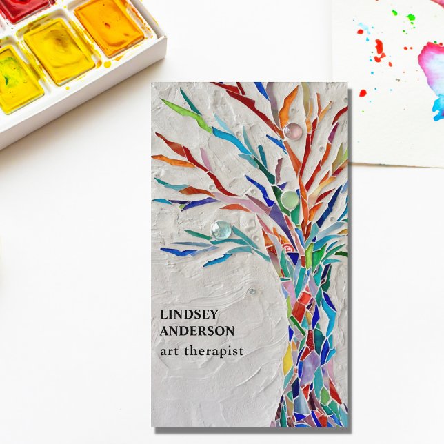 Art Therapist Rainbow Coloured Tree Business Card (Creator Uploaded)