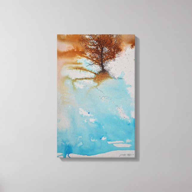 Art Tree Watercolor Inked Hand Painted Abstract Canvas Print (Front)