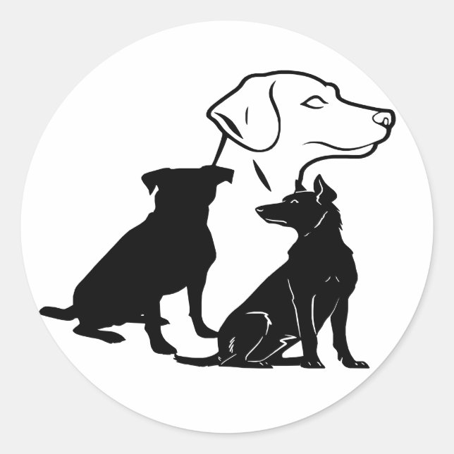 Art Trio of Loyal Paws Classic Round Sticker (Front)