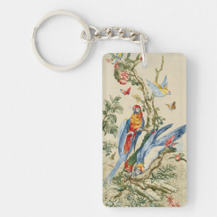 Art Tropical Antique de Perroquet et Papillon de G