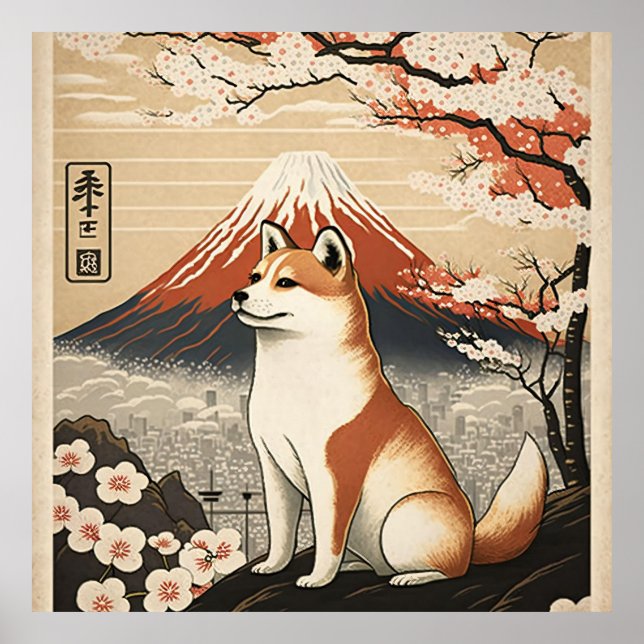 Art using traditional Japanese vintage design Shib Poster (Front)