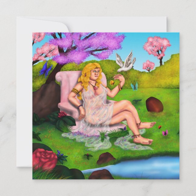 Art Venus and flying white dove in Garden Eden (Front)