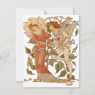 Art Victorien, Rose par Walter Crane Invitation
