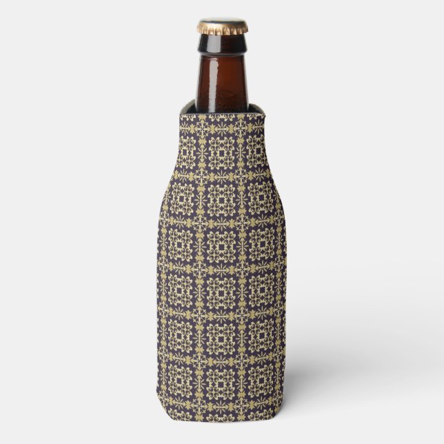 Art vintage damask pattern, golden bottle cooler (Bottle Front)