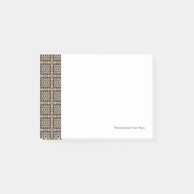 Art vintage damask pattern, golden post-it notes (Front)