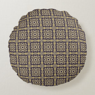 Art vintage damask pattern, golden round pillow