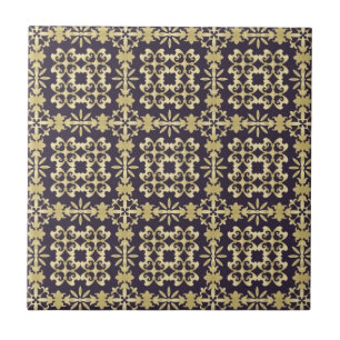 Art vintage damask pattern, golden tile