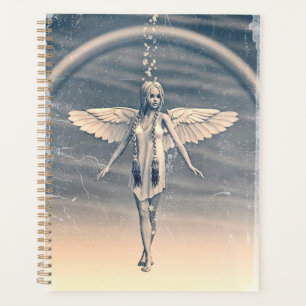 Art vintage de l'ange gardien arc-en-ciel