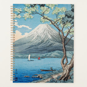 Art vintage du mont Fuji et du lac Yamanaka japona