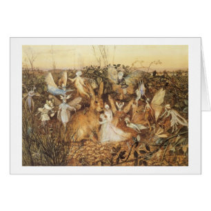 Art vintage - fées et un lapin,