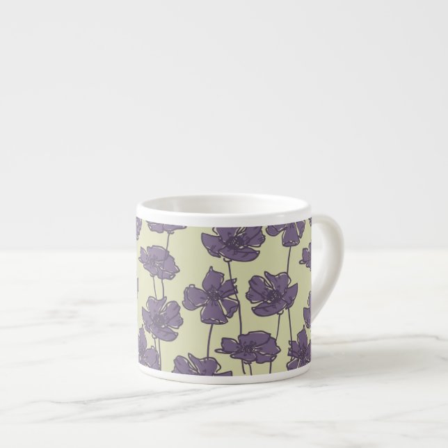 Art vintage floral pattern background espresso cup (Front Right)