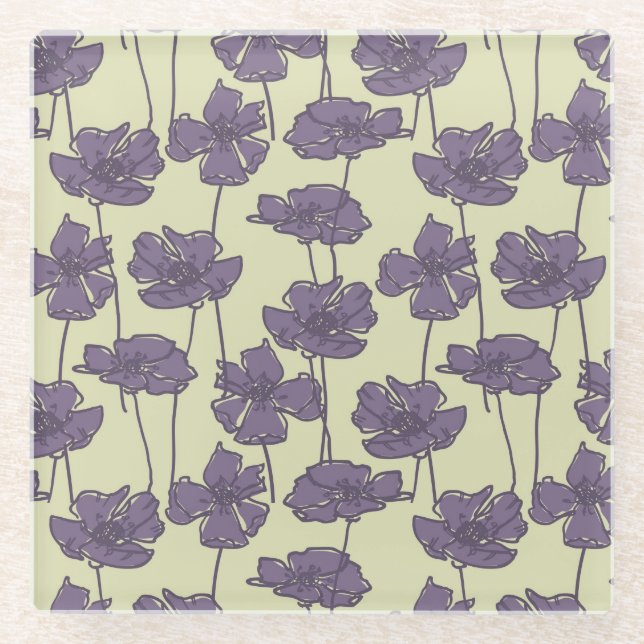 Art vintage floral pattern background glass coaster (Front)