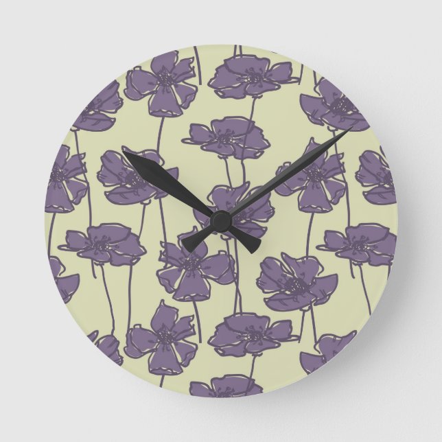 Art vintage floral pattern background round clock (Front)