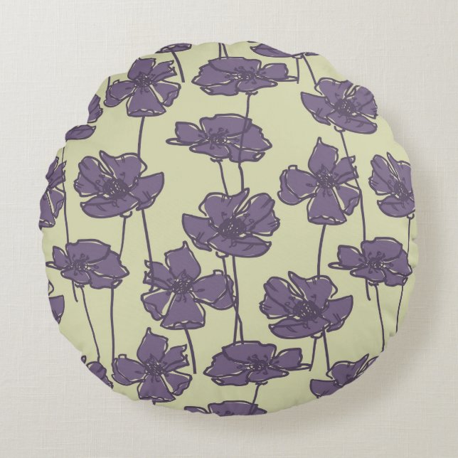 Art vintage floral pattern background round pillow (Front)