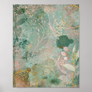 Art Vintage Illustration Floral Quote Watercolor  Poster