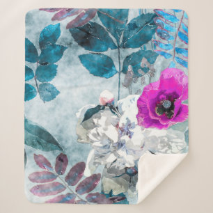 art vintage watercolor colourful floral seamless p sherpa blanket