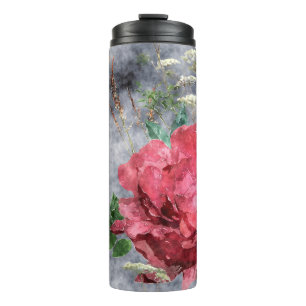art vintage watercolor colourful floral seamless p thermal tumbler