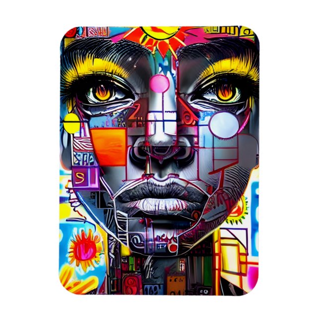  Art  Woman Face Colorful  Magnet (Vertical)