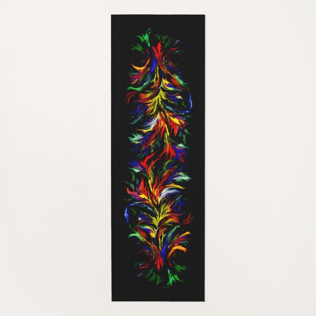 Artdeco Flames in Rainbow Style Yoga Mat (Front)