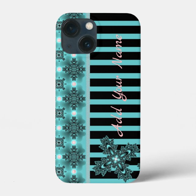Artdeco Flowers in Retro Style , Add Your Name Case-Mate iPhone Case (Back)