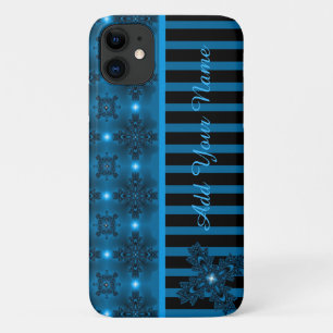 Artdeco Flowers in Retro Style , Add Your Name iPhone 11 Case