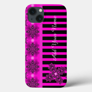Artdeco Flowers in Retro Style , Add Your Name iPhone 13 Case