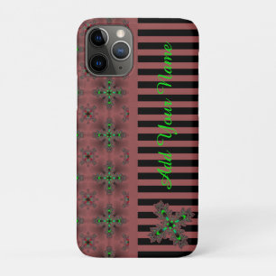 Artdeco Flowers in Retro Style , Add Your Name iPhone 11 Pro Case
