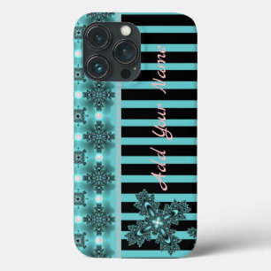 Artdeco Flowers in Retro Style , Add Your Name iPhone 13 Pro Case