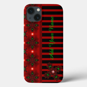 Artdeco Flowers in Retro Style , Add Your Name iPhone 13 Case