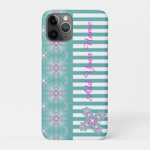 Artdeco Flowers in Retro Style , Add Your Name iPhone 11 Pro Case