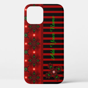 Artdeco Flowers in Retro Style , Add Your Name iPhone 12 Case