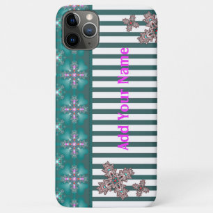 Artdeco Flowers in Retro Style , Add Your Name iPhone 11 Pro Max Case