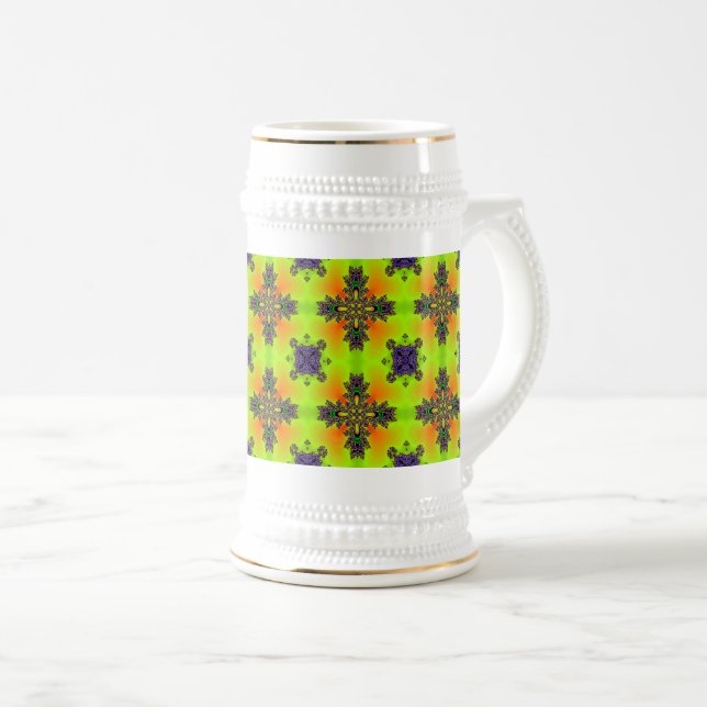 Artdeco Flowers in Retro Style Beer Stein (Front Right)