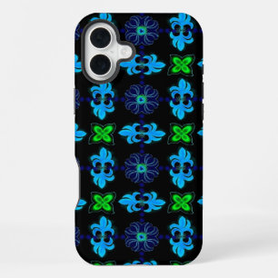 Artdeco Flowers in Retro Style iPhone 16 Plus Case