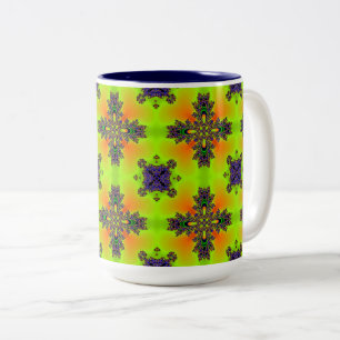 Artdeco Flowers in Retro Style Two-Tone Coffee Mug