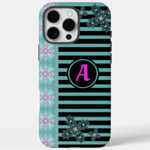 Artdeco Flowers in Retro Style with monogram iPhone 16 Pro Max Case
